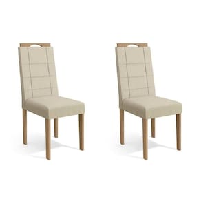 Cadeira Sala de Jantar 2Cad150 Madeira Kit Eucalipto Linho Bege
