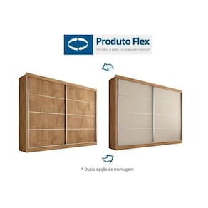 Guarda Roupa Casal 2 Portas De Correr E 4 Gavetas Verona Plus Amêndoa/Off White - Europa