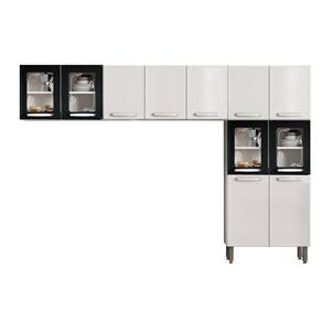 Kit De Cozinha Modulada 3 Peças Evidence (2 Armários + 1 Paneleiro) Cpt55 Branco/Preto - Bertolini