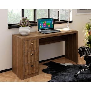 Mesa De Computador Solteiro Me4102 C/ 3 Gavetas Nogal - Tecno Mobili
