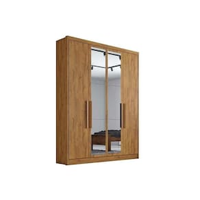 Guarda Roupa Solteiro 4 Portas E 3 Gavetas C/ Espelho Moderni Plus Freijo Cumaru - Novo Horizonte