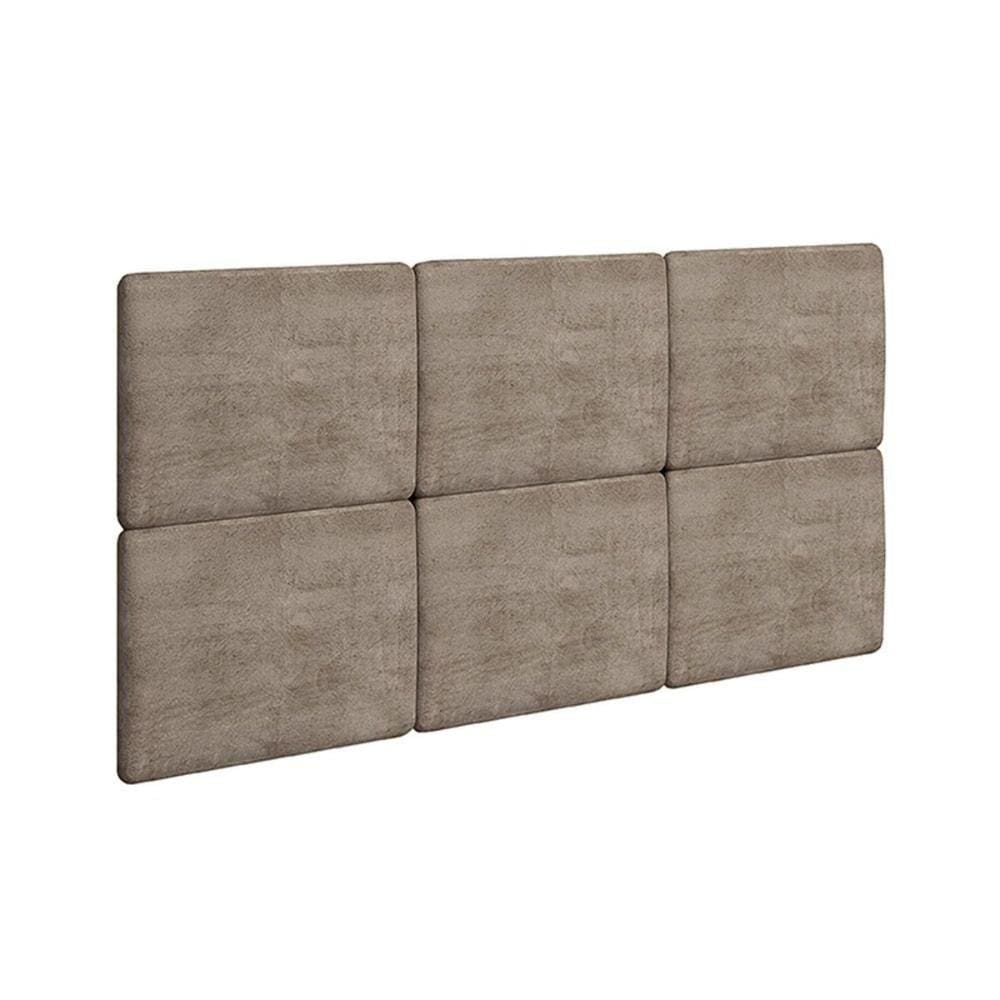 Painel De Cama Box Estofada Casal/queen Lucca (6 Unidades) Capuccino/animale Chocolate - Rufato