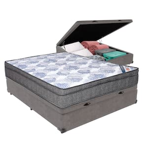 Cama Box Casal Baú Bege Colchão Ortobom Superpocket Pillow