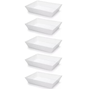 Kit 5 Travessas Retangulares 2,2L Brancas Salada Sobremesa Petisco Cozinha Restaurantes Coza
