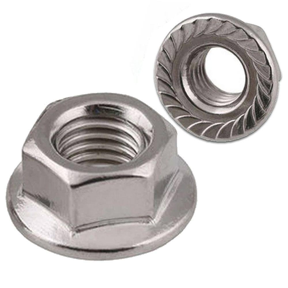 10Un - Porca Sextavada M10 Inox Flangeada C/ Serrilha