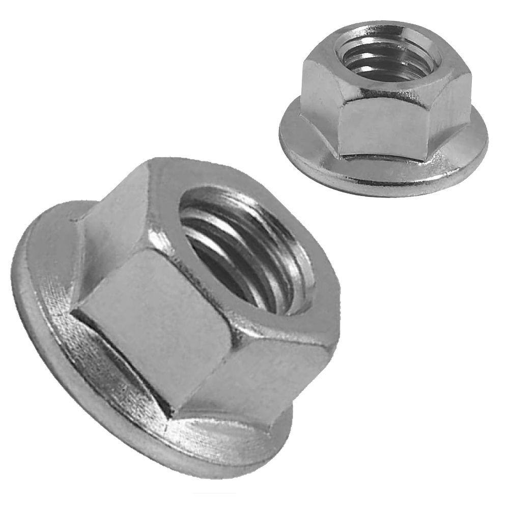 Porca Sextavada Flangeada Serrilhada 1/4 Zinco Branco 1000Un
