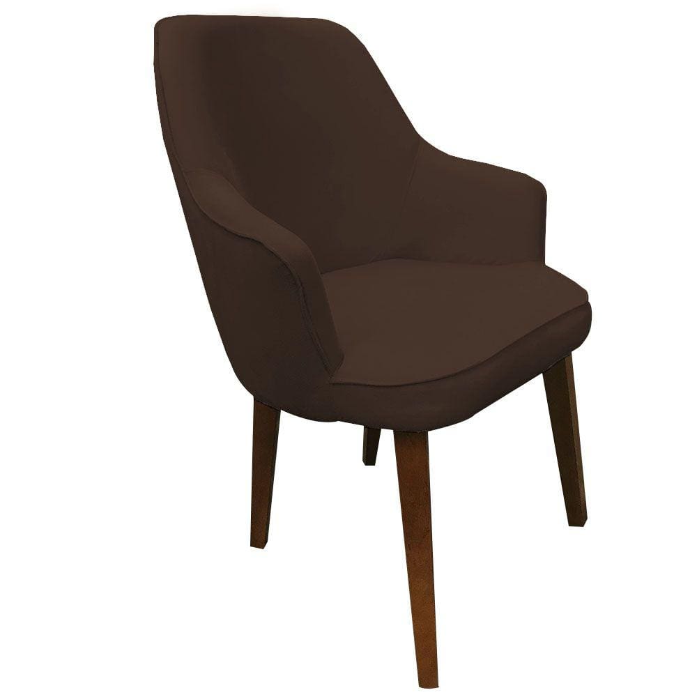 Poltrona Lorem Suede Marrom Pés Chanfrado Tabaco C05 - D`Rossi