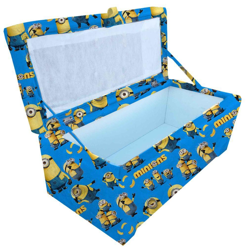 Puff Baú Infantil Guarda Brinquedos Tamanho Grande 80 Minions