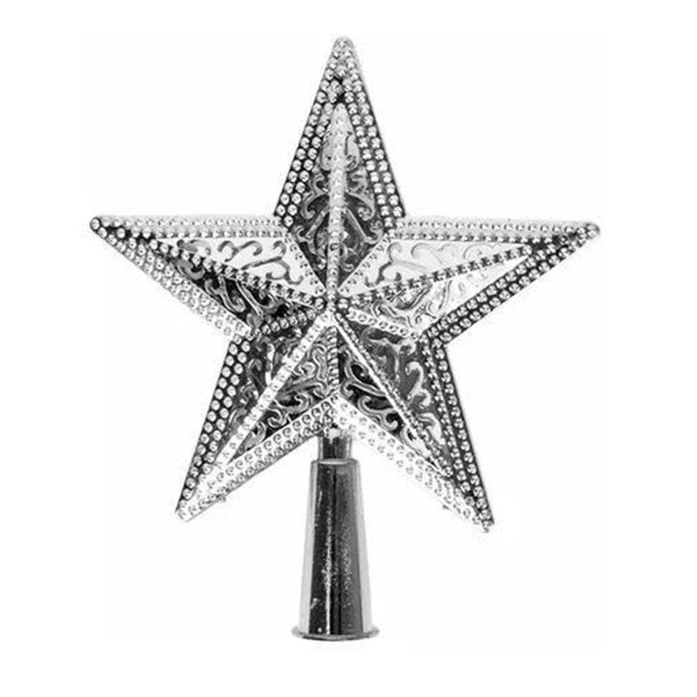Ponteira Estrela Aramada C/ Glitter Brilho Natal Natalino Decoração Topo Árvore Casa 15cm Pinheiro