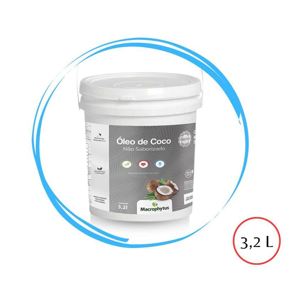 Óleo de coco s/ sabor 3,2 Litros - Balde Macrophytus