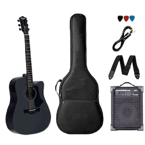 Kit Violão Folk Elétrico Tagima Andes Aço Cinza + Caixa
