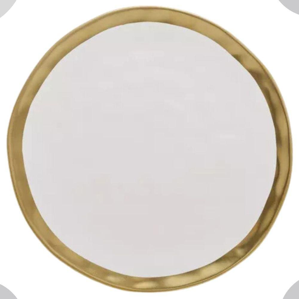Prato Raso de Porcelana Branco e Dourado 6un Dubai