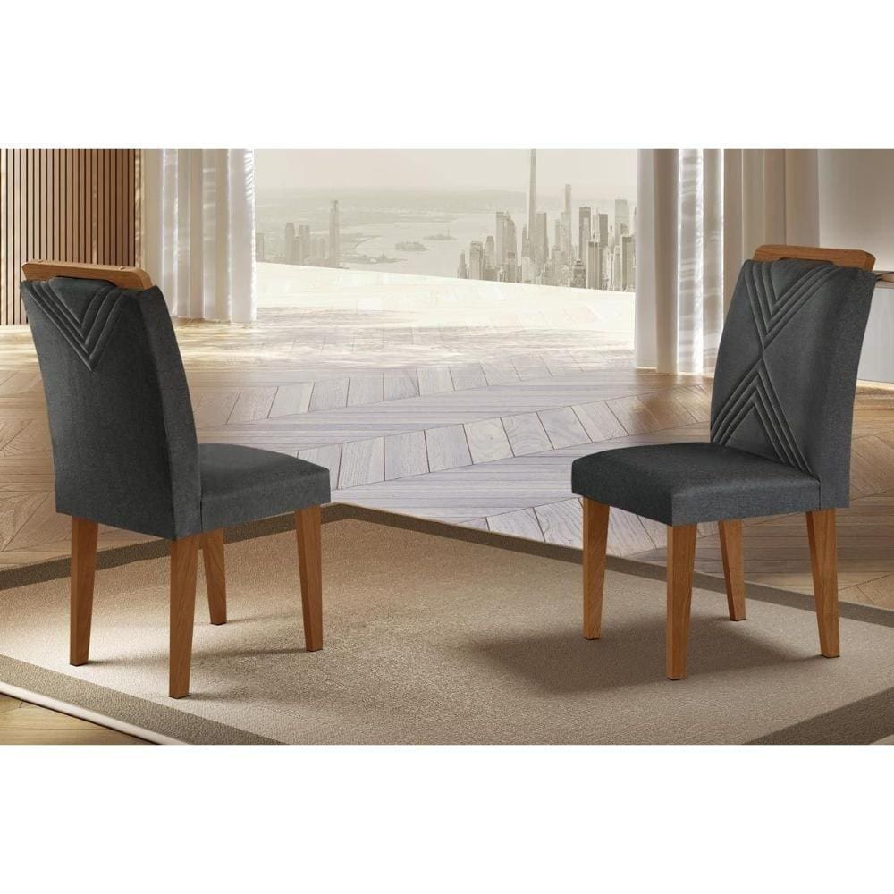 Kit 2 Cadeiras Amsterdã Imbuia Grafite