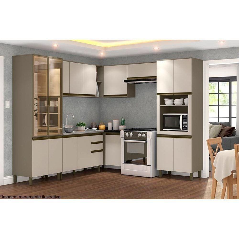 Cozinha Modulada Completa 9pçs 3 Armários 2 Balcões 2 Paneleiros 2 compl. C9P01 Duna/Cristal Henn