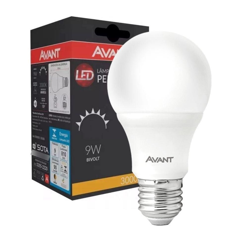 Lâmpada Led Avant 9W 3000k E27 Bivolt