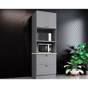 Paneleiro De Cozinha Modulado Americana C/ 2 Portas E 2 Gavetas (2 Fornos) 71.5cm Cinza - Henn