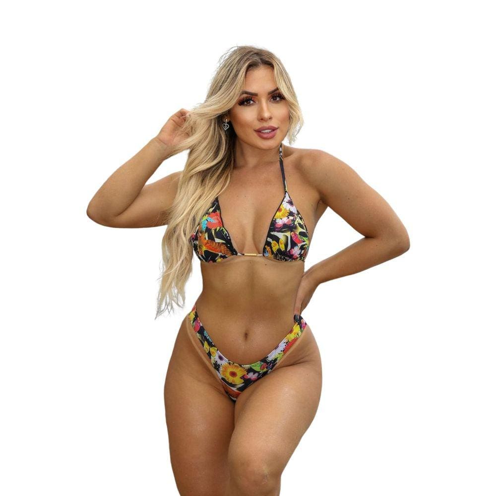 Biquíni Cortininha Estampado com Calcinha Levanta Bumbum