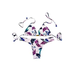 Biquíni Cortininha Floral Lindo Calcinha Tanguinha