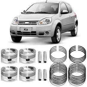 Kit Pistão Anel 0.50 Fiesta Ka 1.0 8v 2006 A 2015 Flex Mahle