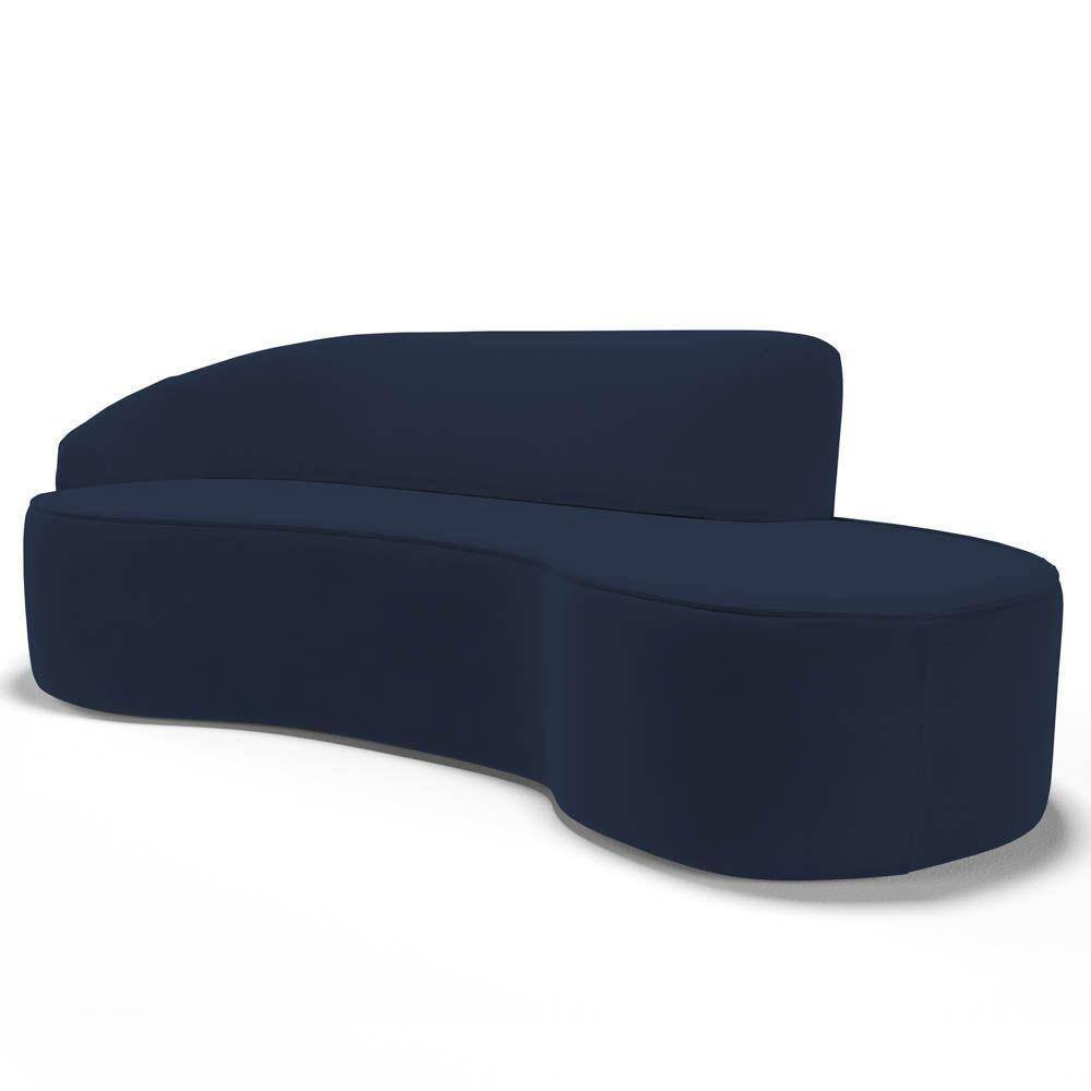 Sofá Living 3 Lugares 230Cm Braço Esquerdo Mozart D06 Veludo Azul - Mpozenato