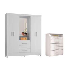 Guarda Roupa Capelinha Persia 4.3 + Cômoda Triunfo Branco - Demóbile