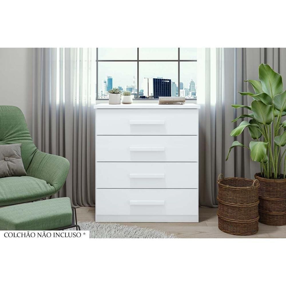 Cômoda Casal Baião C/ 4 Gav Branco - Lopas