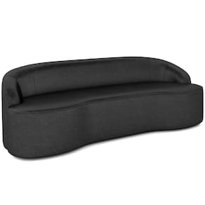 Sofá 3 Lugares Curvo Sala De Estar Living Lótus D02 Couríssimo Preto 210 Cm B-159