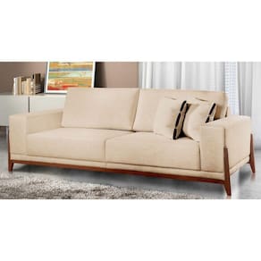 Sofá Fixo Magnus 3 Lugares Luxo 190cm Castellar Móbile Bege Claro