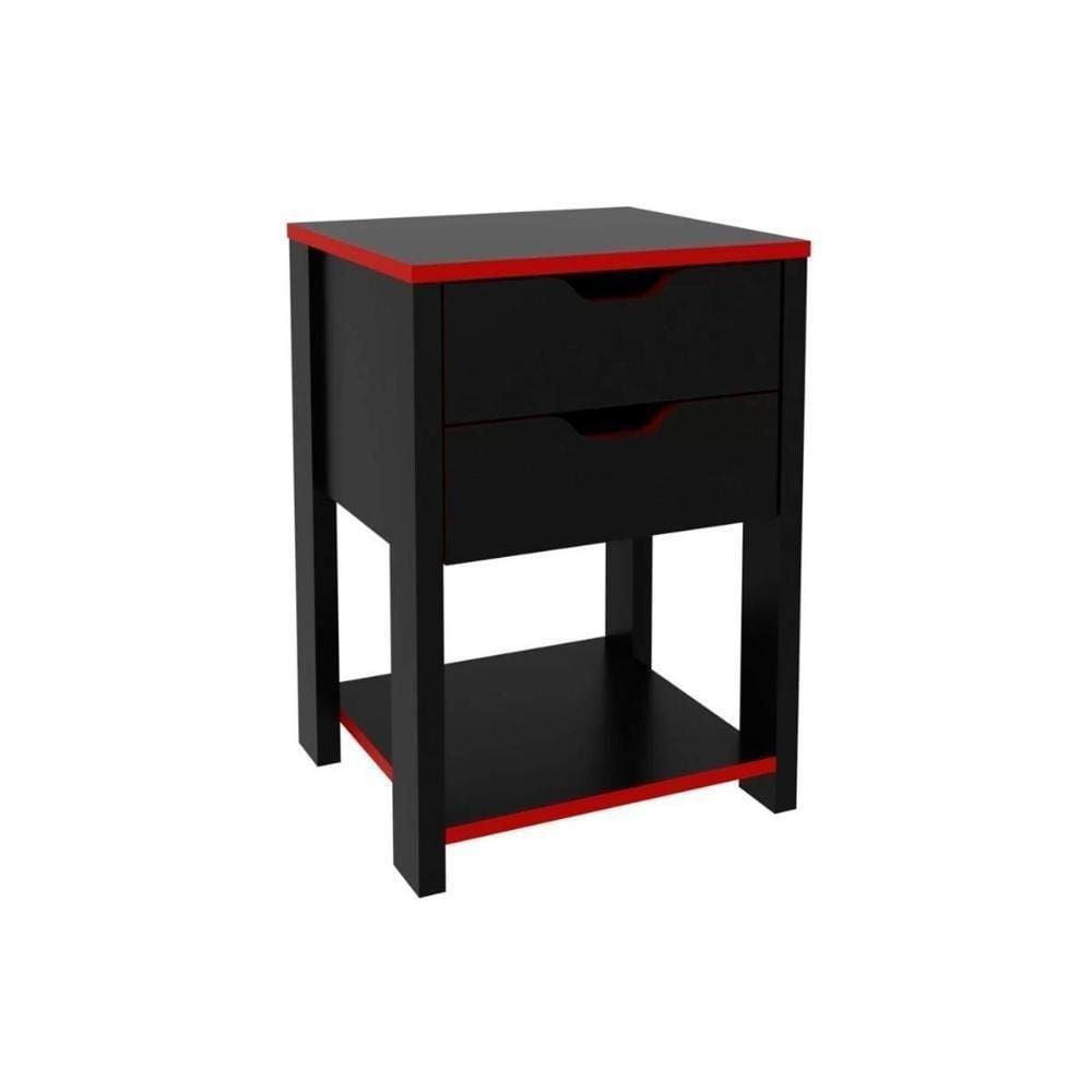 Mesa Cabeceira Gamer Me4163 C/ 2 Gavetas Preto/vermelho - Tecno Mobili