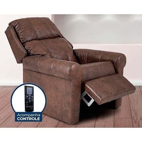 Poltrona Reclinável P/ Sala Mh 1216 Two Way C/ Massagem Courano Marrom - Herval