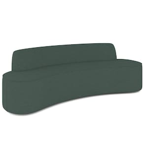 Sofá 3 Lugares Curvo Sala De Estar Living Cancún D02 Linho Verde Musgo 210 Cm C-117