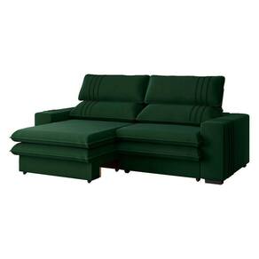 Sofá 2 Lugares Retrátil Noruega 180 Cm Veludo Pés Tabaco - D`rossi Cor Verde