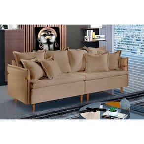Sofá Fixo Atlas 3 Lugares Luxo 180cm Castellar Móbile Bege