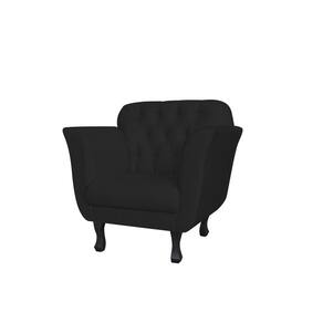 Poltrona Decorativa Dália Suede Preto Pés Madeira Mz Decor