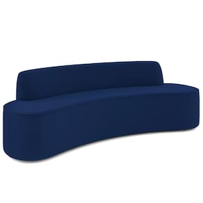 Sofá 3 Lugares Curvo Sala De Estar Living Cancún D02 Veludo Azul Marinho 210 Cm C-304