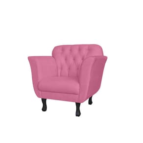 Poltrona Decorativa Dália Suede Rosa Pés Madeira Mz Decor
