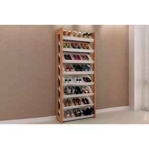 Armário Sapateira Quarto Sapateira Az1006 8 Prateleiras Amêndoa/branco - Tecno Mobili