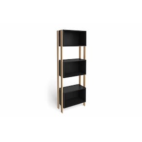 Estante De Livros Rt3093 C/ 3 Nichos Rustico/preto - Movelbento