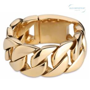 Pulseira Masculinha 18k Banhada A Ouro Ultra Grossa Inglesa