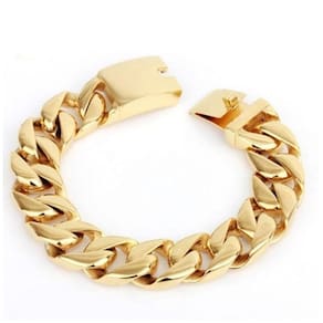 Pulseira Masculinha 18k Banhada A Ouro 18k Grossa Brasileira