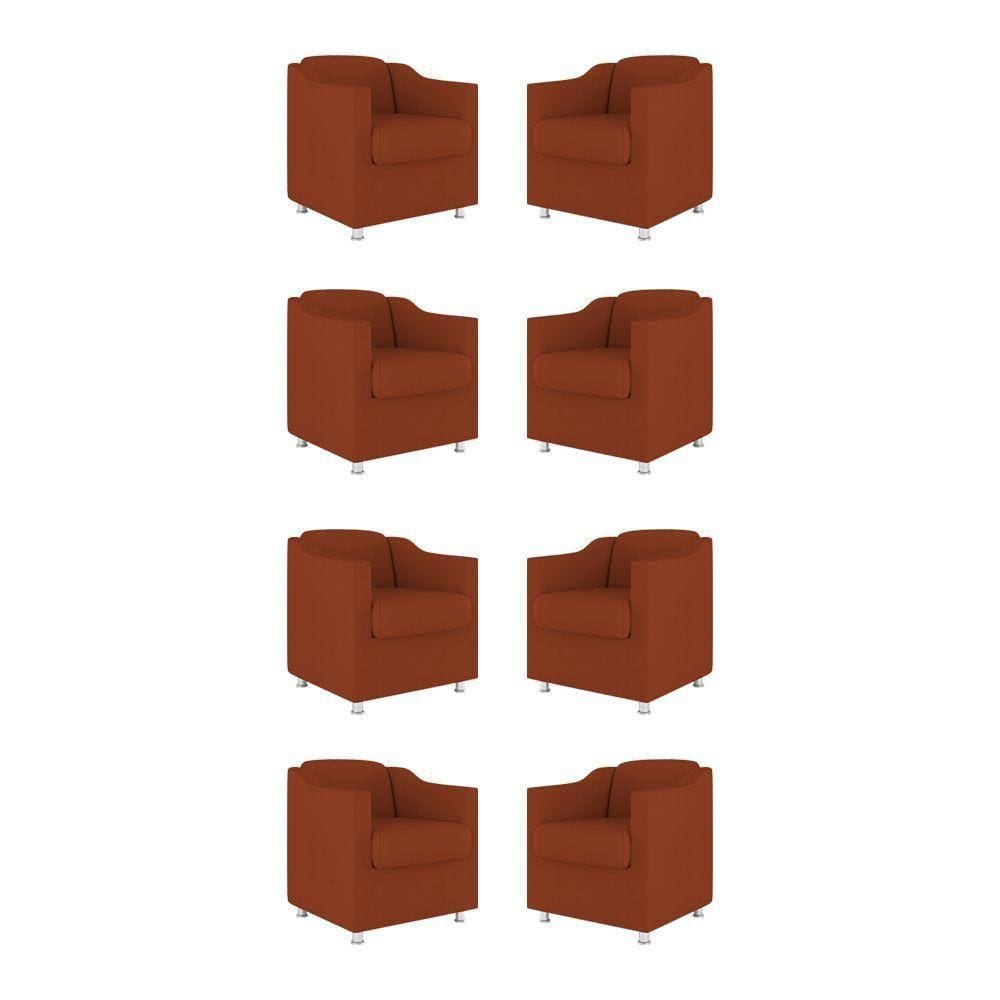 Kit 08 Poltronas Tilla Consultório Recepção Sala Suede Cor:terracota