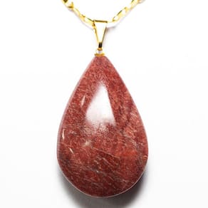 Colar Gota Quartzo Vermelho Pedra Natural Montagem Dourado