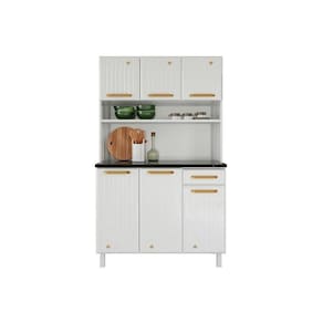 Armário De Cozinha Modulado Diamante Smart C/ 6 Portas E 1 Gaveta 105cm Branco - Telasul