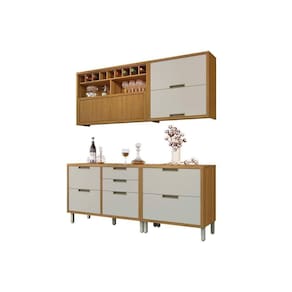 Kit De Cozinha Completa 4 Peças Completa (2 Balcões 2 Aéreos) Freijo/off White
