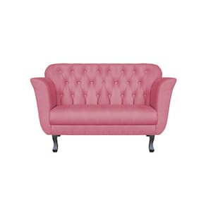 Namoradeira Decorativa Dália Suede Rosa 2 Lugares Pés Madeira Mz Decor
