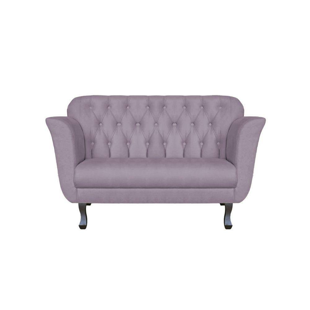 Namoradeira Decorativa Dália Suede Rosê 2 Lugares Pés Madeira Mz Decor