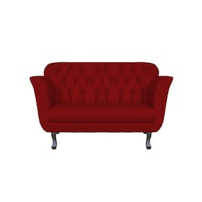 Namoradeira Decorativa Dália Suede Vermelho 2 Lugares Pés Madeira Mz Decor