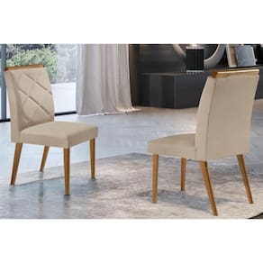 Kit 2 Cadeiras Melissa Imbuia Linho Bouclê Creme