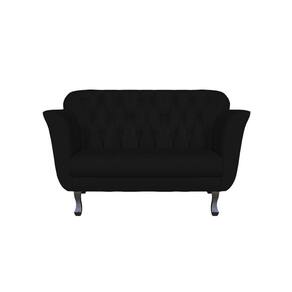 Namoradeira Decorativa Dália Couro Preto 2 Lugares Pés Madeira Mz Decor