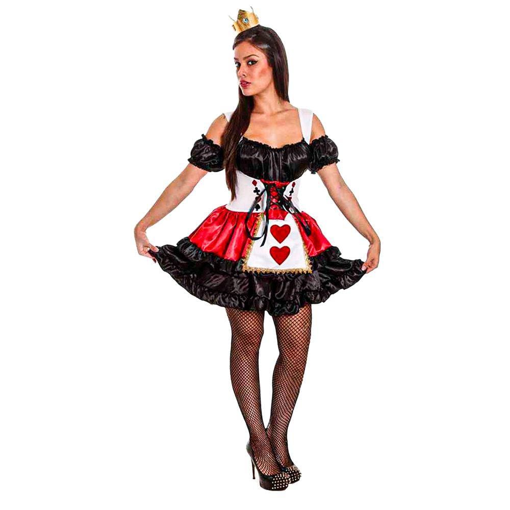 Fantasia Rainha de Copas Adulta - Vestido e Mangas